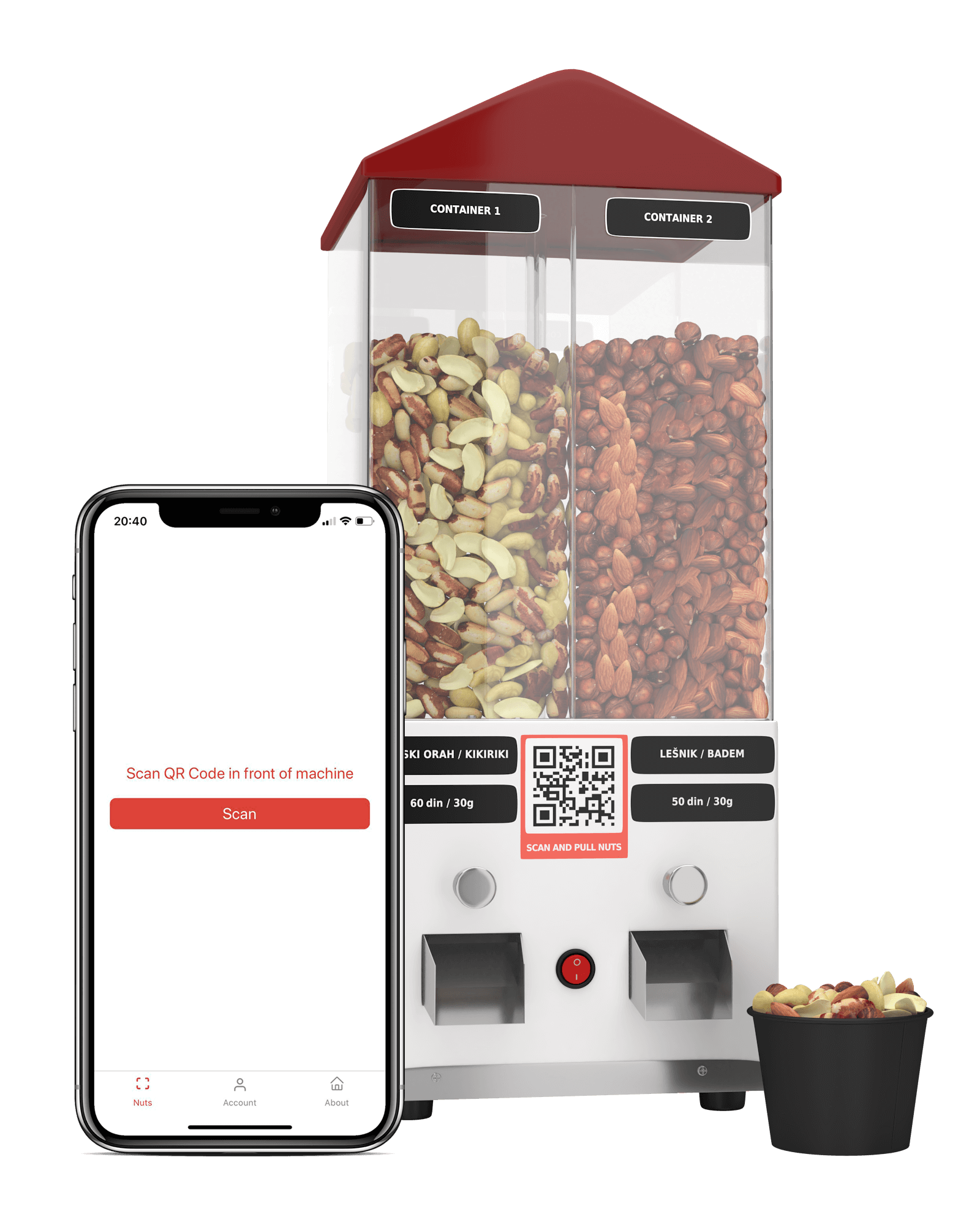 Hot nuts vending machine