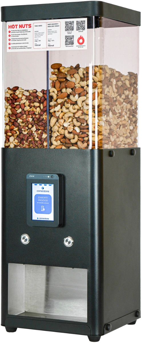 Hot Nuts vending aparat sa PAX terminalom za plaćanje karticom